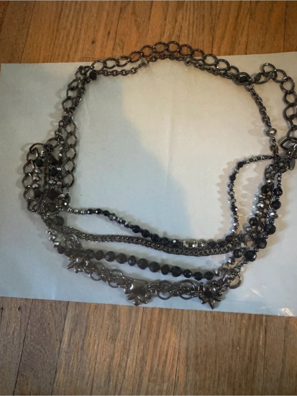 White House Black Market Multi-Strand Gunmetal and Black Women's Necklace